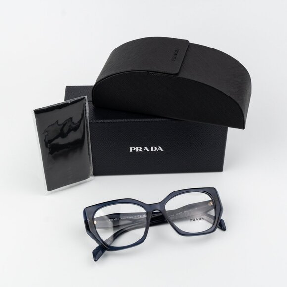 Prada Women Eyeglasses Blue Crystal Cat Eye PR18WV 08Q1O1 BRAND NEW - Picture 1 of 8